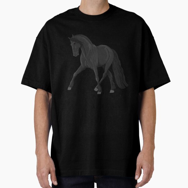 Item preview, Black Friesian Horse Performing Half Pass at a Trot designed and sold by DappledMoon.