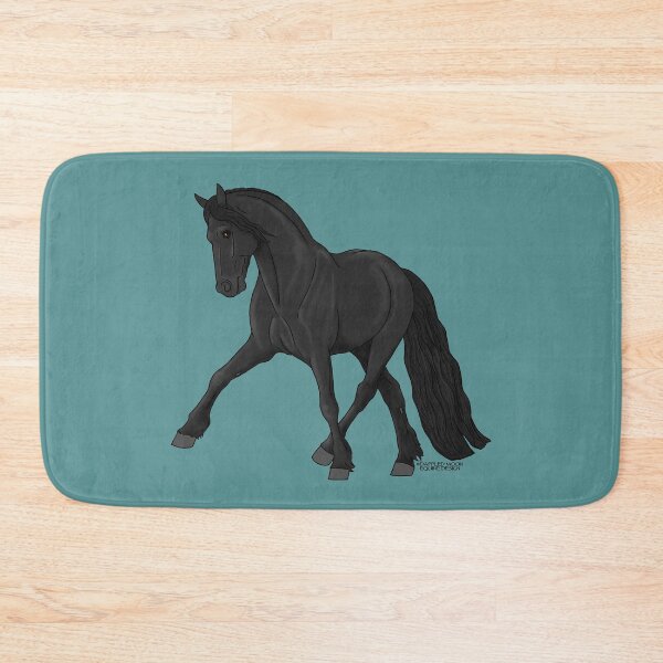 Item preview, Black Friesian Horse Performing Half Pass at a Trot designed and sold by DappledMoon.