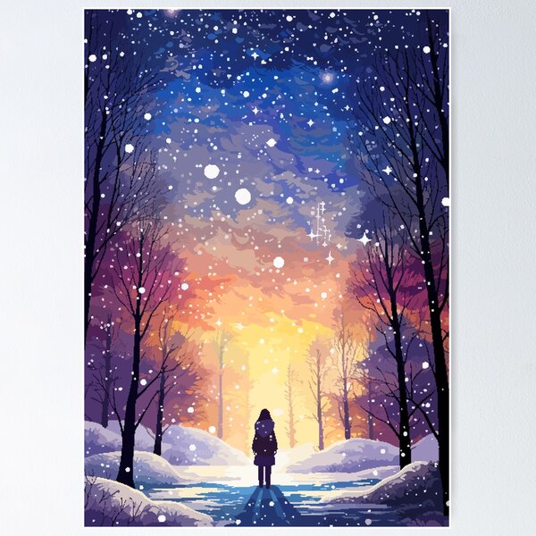 Item preview, Winter Stars Illustration Retro Pixel Art designed and sold by LVTFCOarts.