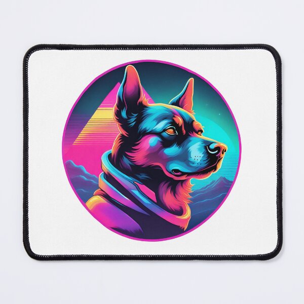 Item preview, Circular Synthwave Dog designed and sold by CharmStudio.