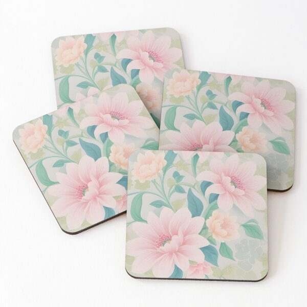 Item preview, Vintage Green and Pink Flowers Floral  designed and sold by ColdPhelps.