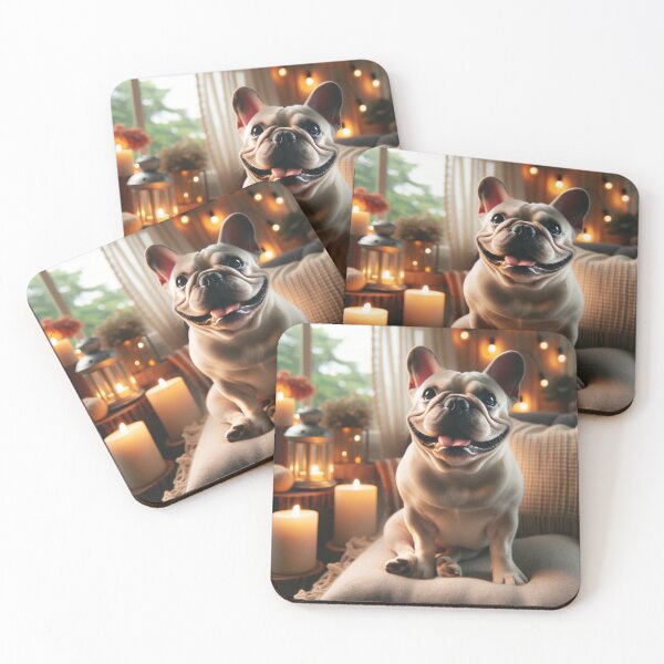 Item preview, French Bulldog sitting contentedly in a cozy indoor setting designed and sold by Larinpage.