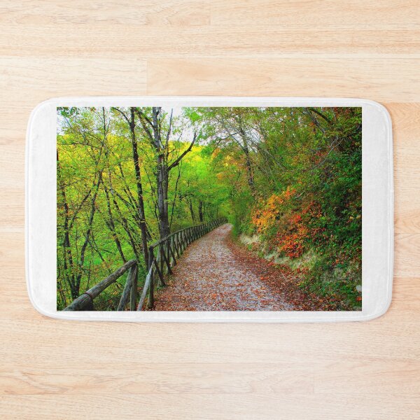 Item preview, View from Lago di Boccafornace in Pievebovigliana, Valfornace (Macerata) with a path through a thicket designed and sold by Kristina Drozd.