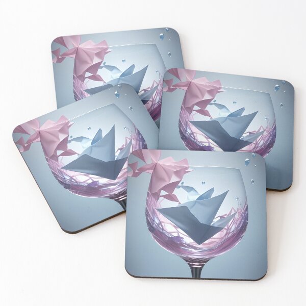 Item preview, Pink and blue Oragami Wine Glass Unique designed and sold by ColdPhelps.