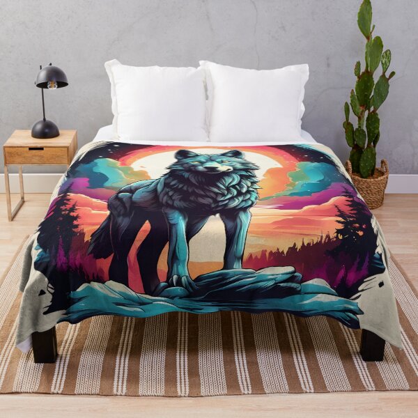 Item preview, Mountain Wolf With Northern Lights designed and sold by BajanTees.