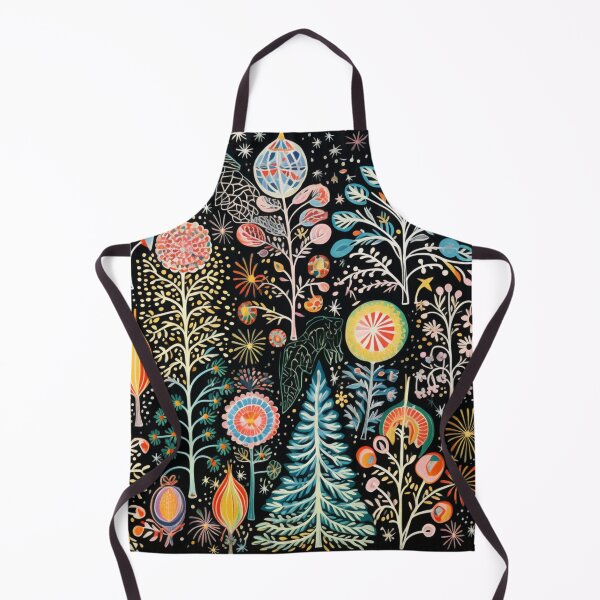 Item preview, Folk Art-inspired Illustration of Flowers and Trees on Black Background designed and sold by AgathaZolastore.