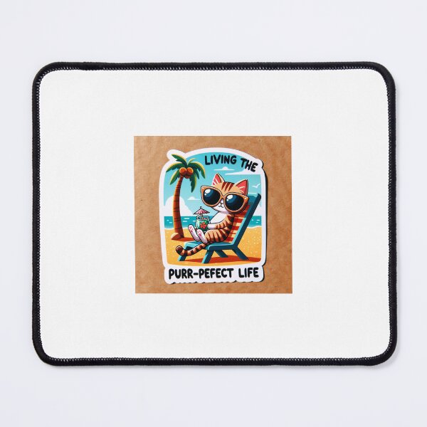 Item preview, Living the Purr-fect Life - Funny Cat Beach Sticker designed and sold by Bold Motivation.