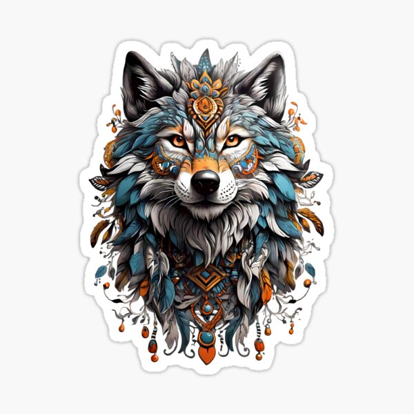 Aperçu de l'œuvre Loup tribal majestueux créée et vendue par BajanTees.