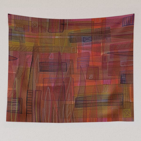 Item preview, Red Abstract Stained Glass Window designed and sold by Alexandria Levin.