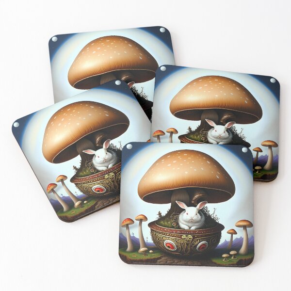 Item preview, White Rabbit in a Mushroom designed and sold by devimeaart.