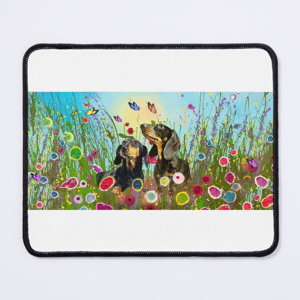 Item preview, Dachshunds Playing With Butterflies In The Flower Garden designed and sold by Clitus.