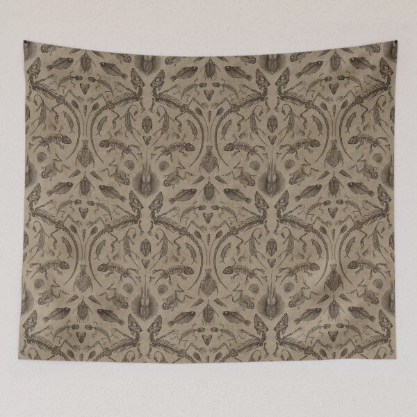 Item preview, Prehistoric Fossil Illustrations Damask - Brown & Tan designed and sold by somecallmebeth.