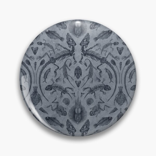Item preview, Blue-Gray Prehistoric Fossil Illustrations Damask designed and sold by somecallmebeth.