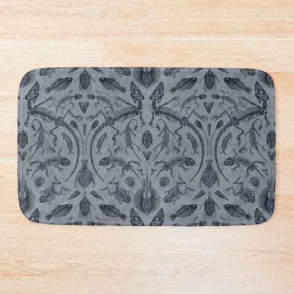 Item preview, Blue-Gray Prehistoric Fossil Illustrations Damask designed and sold by somecallmebeth.