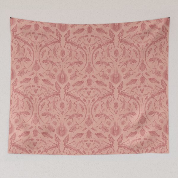 Item preview, Warm Peach Prehistoric Fossil Illustrations Damask designed and sold by somecallmebeth.
