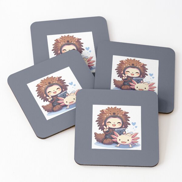 Artikelvorschau, Axolotl y su amigo peludo se divierten con un teléfono celular! entworfen und verkauft von Bit Canvas.