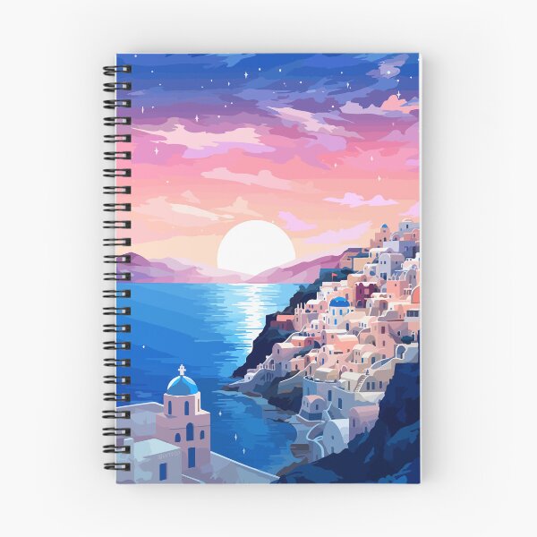 Item preview, Santorini Greece Sunset Evening Illustration Art designed and sold by LVTFCOarts.