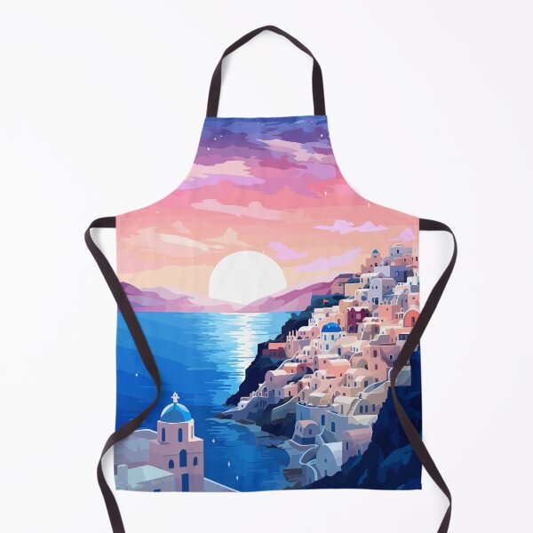 Item preview, Santorini Greece Sunset Evening Illustration Art designed and sold by LVTFCOarts.