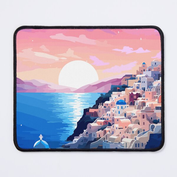 Item preview, Santorini Greece Sunset Evening Illustration Art designed and sold by LVTFCOarts.