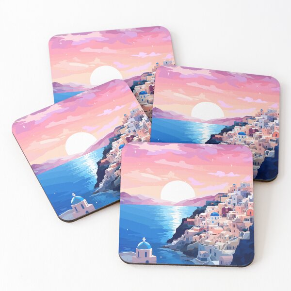 Item preview, Santorini Greece Sunset Evening Illustration Art designed and sold by LVTFCOarts.