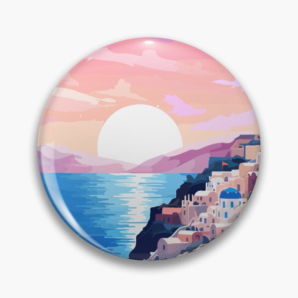 Item preview, Santorini Greece Sunset Evening Illustration Art designed and sold by LVTFCOarts.