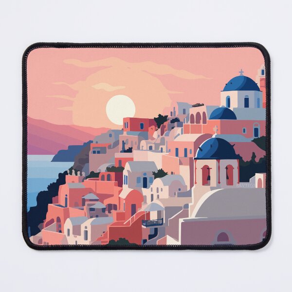 Item preview, Santorini Greece Pastel Sunset Illustration Art designed and sold by LVTFCOarts.