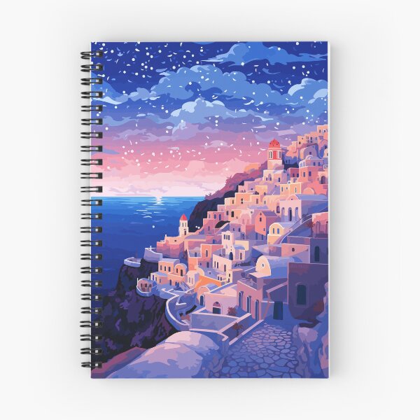 Item preview, Magical Santorini Greece Pink Sunset Illustration Art designed and sold by LVTFCOarts.