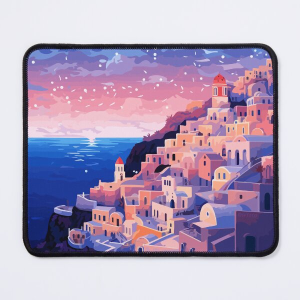 Item preview, Magical Santorini Greece Pink Sunset Illustration Art designed and sold by LVTFCOarts.