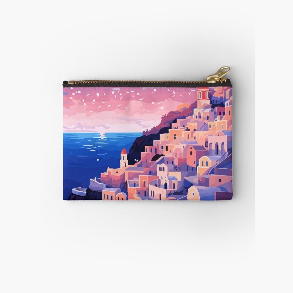 Item preview, Magical Santorini Greece Pink Sunset Illustration Art designed and sold by LVTFCOarts.