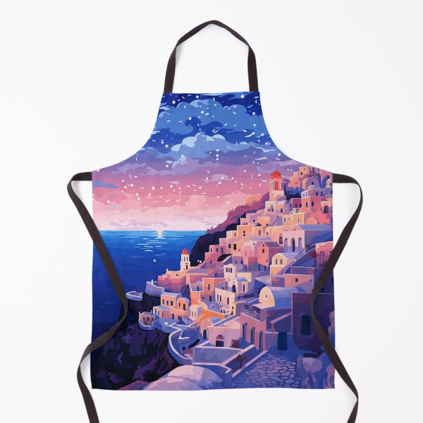 Item preview, Magical Santorini Greece Pink Sunset Illustration Art designed and sold by LVTFCOarts.