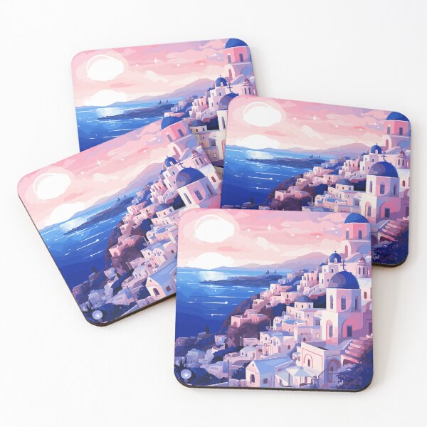 Item preview, Santorini Greece Greek Lofi Sunset Illustration Art designed and sold by LVTFCOarts.