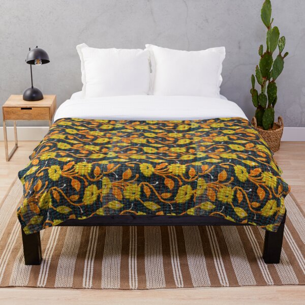 Item preview, Vintage Kantha Quilted Fabric - Navy and Gold designed and sold by Nikki Fortuin Arts & Crafts.