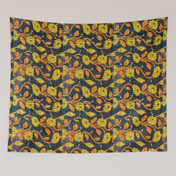 Item preview, Vintage Kantha Quilted Fabric - Navy and Gold designed and sold by Nikki Fortuin Arts & Crafts.