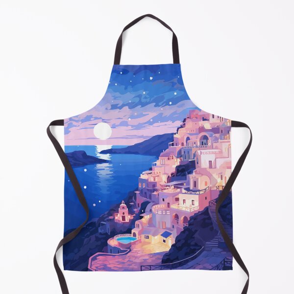 Item preview, Santorini Greece Evening Stars Illustration Art designed and sold by LVTFCOarts.