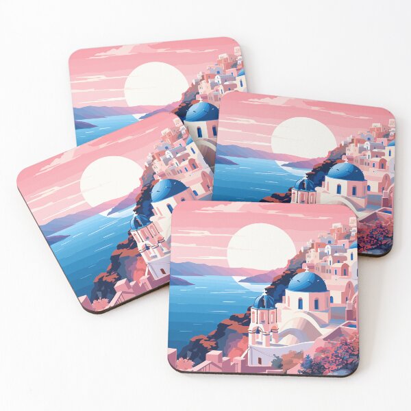 Item preview, Pastel Santorini Greece Spring Minimalist Illustration Art designed and sold by LVTFCOarts.
