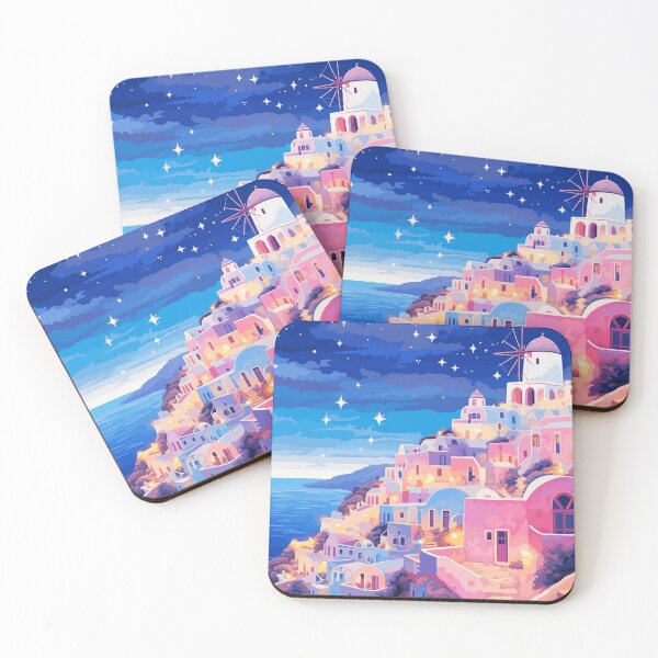 Item preview, Lofi Pastel Santorini Greece Afternoon Illustration Art Aesthetic designed and sold by LVTFCOarts.