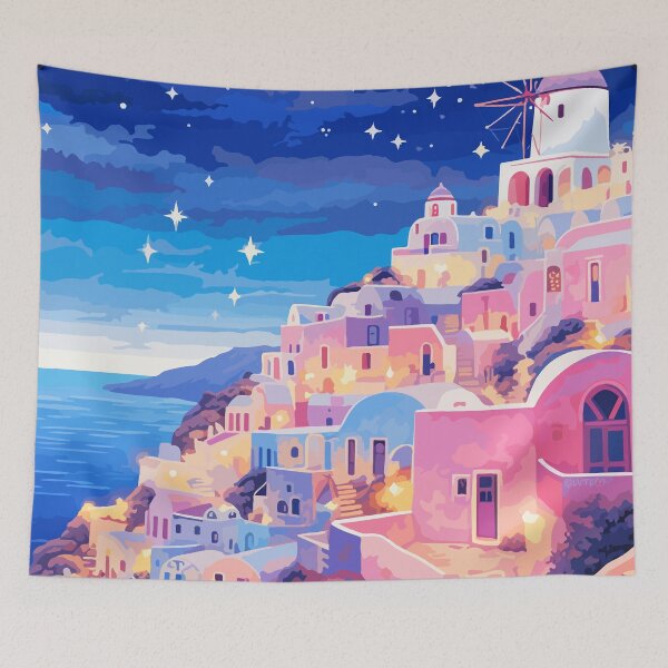 Item preview, Lofi Pastel Santorini Greece Afternoon Illustration Art Aesthetic designed and sold by LVTFCOarts.