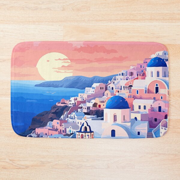 Item preview, Spring Santorini Greece Travel Illustration Art designed and sold by LVTFCOarts.