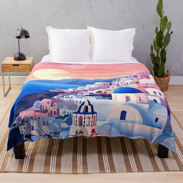 Item preview, Spring Santorini Greece Travel Illustration Art designed and sold by LVTFCOarts.