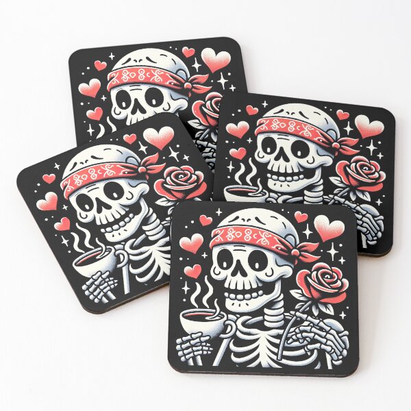 Item preview, Valentines Day Skeleton Drinking Coffee Skeleton Heart Valentines Day Cool Bones Love T-Shirt designed and sold by MAPDDesigns.