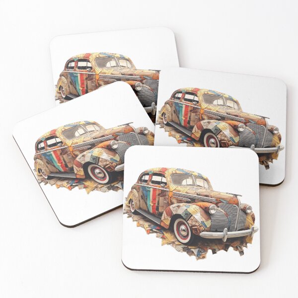 Item preview, 1939 Master Deluxe Classic Car Torn Paper Collage designed and sold by StefNomadLife.