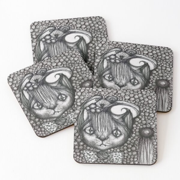 Item preview, Cat with a Raccoon Hat surrounded by a 1000 tiny faces. designed and sold by Patrick Canavan.