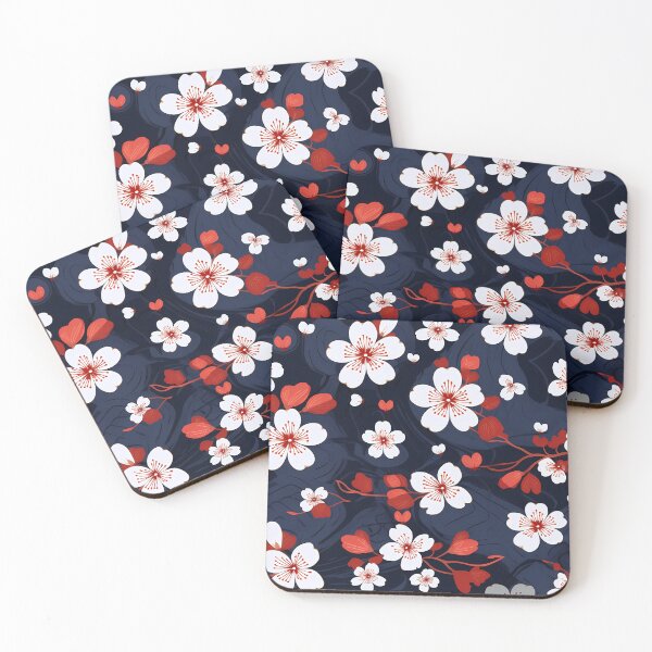 Item preview, Diseño floral azul marino y carmesí. designed and sold by outside-visuals.