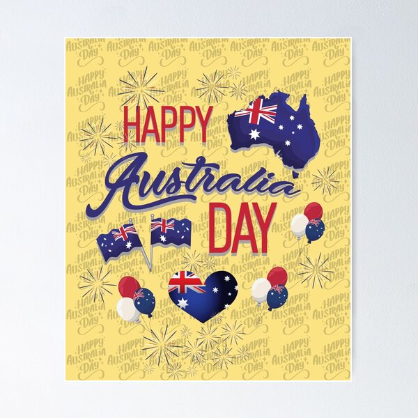 Item preview, happy australia day, red white blue, Flag, Gift designed and sold by Minibubb.