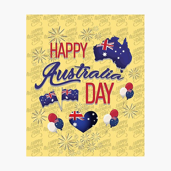 Artikelvorschau, Fröhlicher Australien-Tag, rot weiß blau, Flagge, Geschenk entworfen und verkauft von Minibubb.