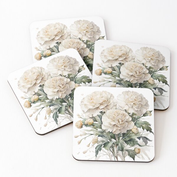 Item preview, White Carnation watercolor painting 01 designed and sold by I-HERE.