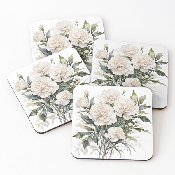 Item preview, White Carnation watercolor painting 02 designed and sold by I-HERE.