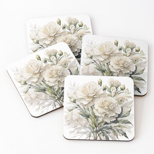 Item preview, White Carnation watercolor painting 03 designed and sold by I-HERE.