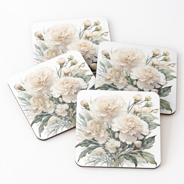 Item preview, White Carnation watercolor painting 04 designed and sold by I-HERE.