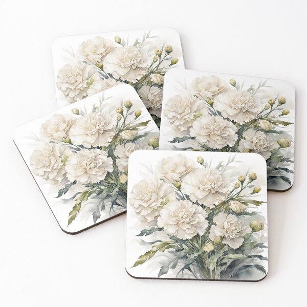 Item preview, White Carnation watercolor painting 05 designed and sold by I-HERE.